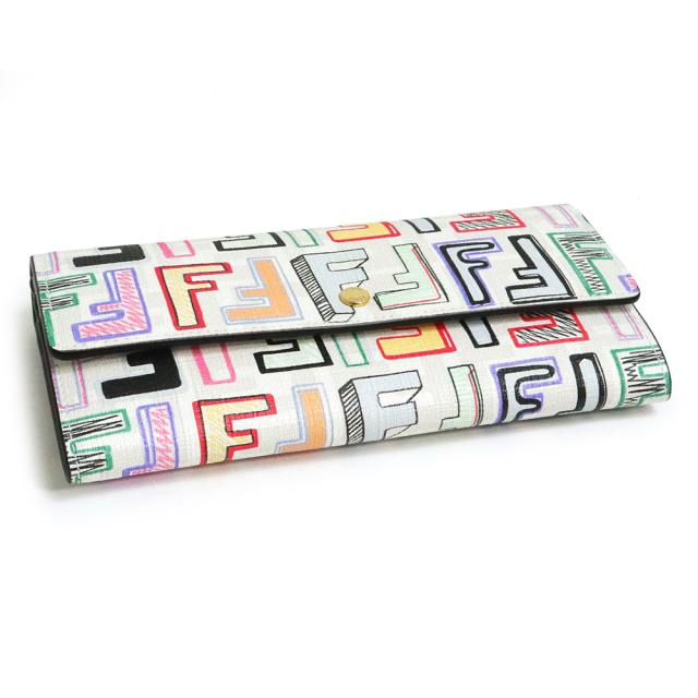 新品・未使用品）フェンディ FENDI FFロゴ プリント 二つ折り長財布