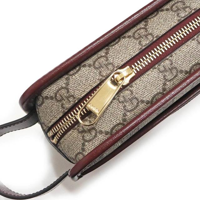 （未使用　展示品）グッチ GUCCI インターロッキングＧ トラベルケース ポーチ クラッチ セカンドバッグ GGスプリームキャンバス レザー ボルドー ベージュ ゴールド金具 625764 箱付_9