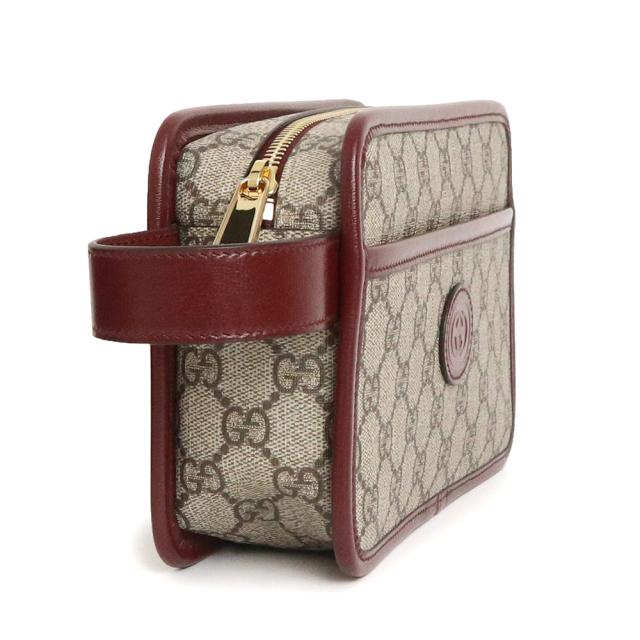 （未使用　展示品）グッチ GUCCI インターロッキングＧ トラベルケース ポーチ クラッチ セカンドバッグ GGスプリームキャンバス レザー ボルドー ベージュ ゴールド金具 625764 箱付_4