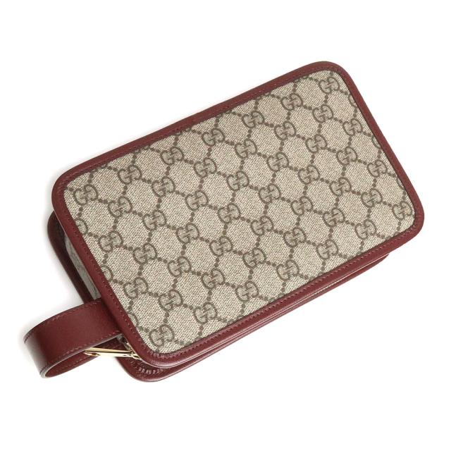 （未使用　展示品）グッチ GUCCI インターロッキングＧ トラベルケース ポーチ クラッチ セカンドバッグ GGスプリームキャンバス レザー ボルドー ベージュ ゴールド金具 625764 箱付_5
