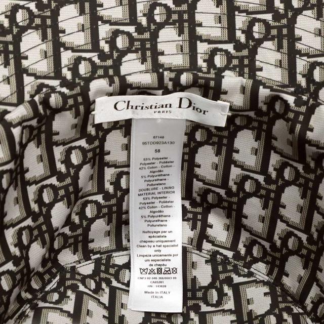（未使用保管品）クリスチャンディオール Christian Dior ボブハット リバーシブル 帽子 #58 ポリエステル コットン ポリウレタン ブラック 黒 シルバー金具 95TDD923A130 箱付_6