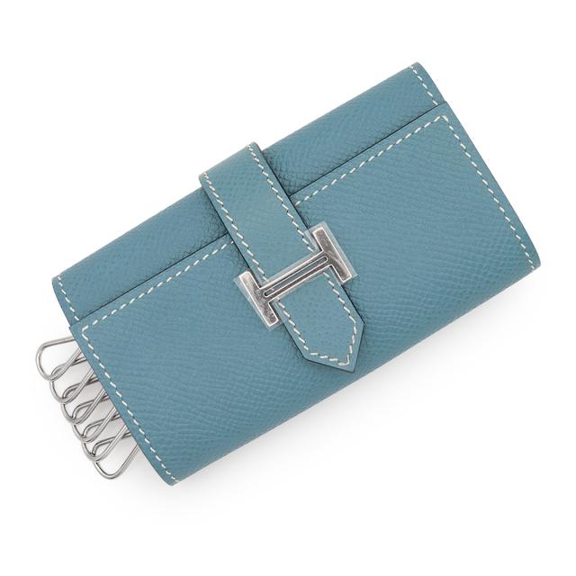 （新品・未使用品）エルメス HERMES ベアン 6連 キーケース ヴォーエプソン レザー ブルージーン 青 シルバー金具 □M刻印 箱付