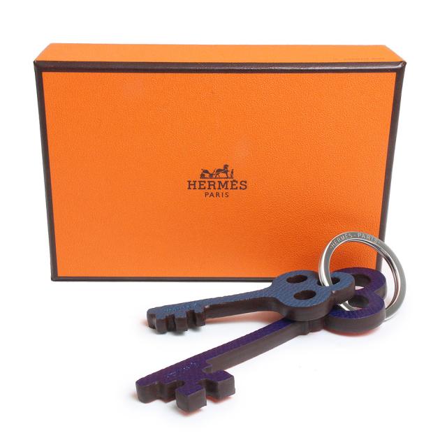 エルメス HERMES チャーム プティアッシュ キオスク ブルー系 レザー