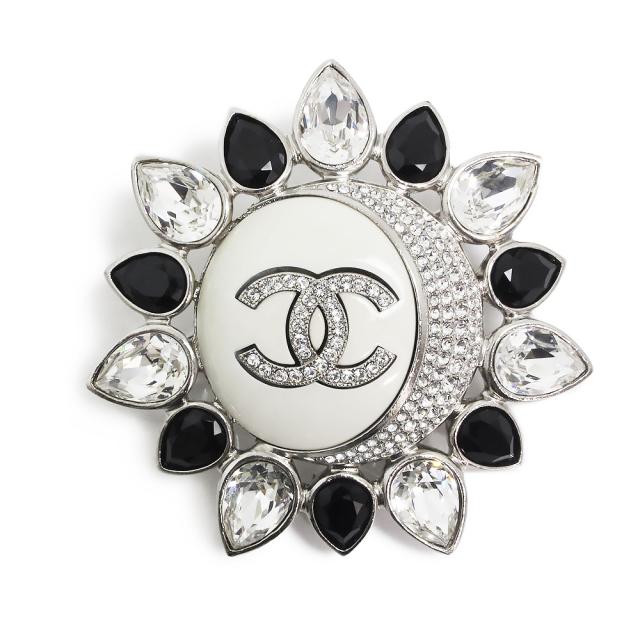 CHANEL フラワーブローチ ブラック・グレー CHANEL フラワーブローチ ブラック・グレー