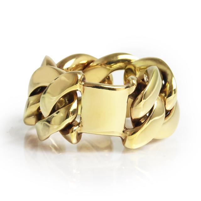 （未使用　展示品）ボッテガヴェネタ BOTTEGA VENETA チェーン カーブリング リング 指輪 #14号 Ag925 ゴールド 573476 箱付