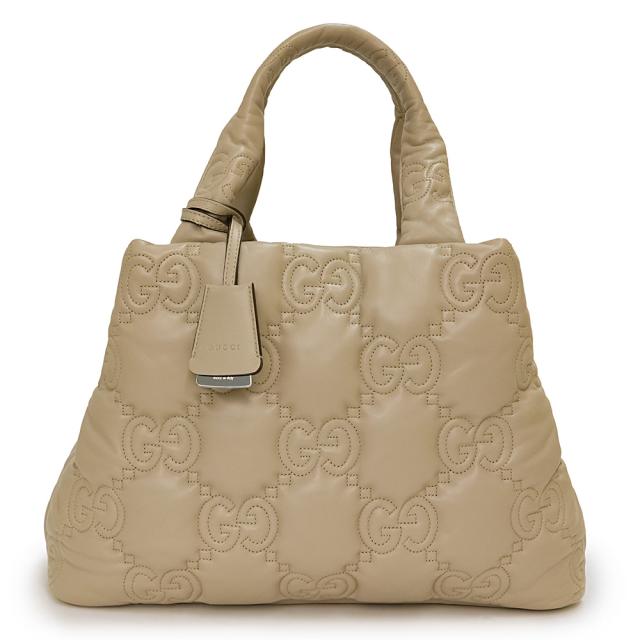 （未使用　展示品）グッチ GUCCI GGマトラッセ ラージ トート ハンドバッグ レザー ベージュ シルバー金具 781386