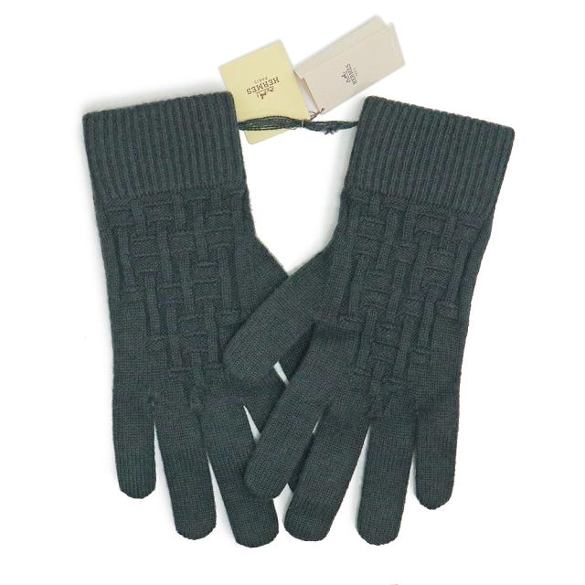 （新品・未使用品）エルメス HERMES パコ 手袋 グローブ Sサイズ カシミヤ 100％ ヴェールドグリ グリーン グレー 緑 箱付