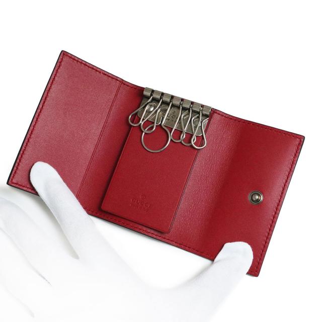 GUCCI 未使用キーケース6連 グッチ GUCCI 6連キーケース メンズ レザー ロゴ ブラック 3492