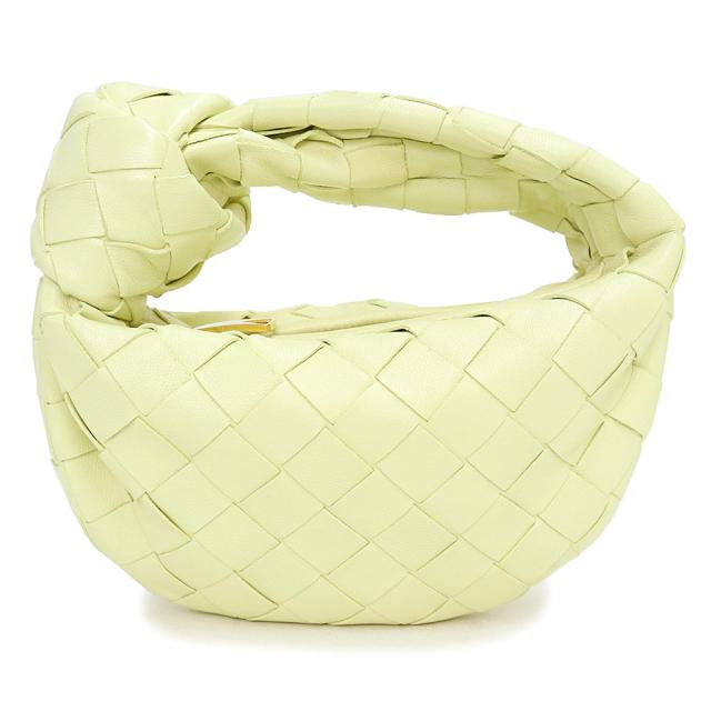 （新品・未使用品）ボッテガヴェネタ BOTTEGA VENETA キャンディー ジョディ イントレチャート ハンドバッグ ポーチ ラムスキン レザー アイスクリーム ライトイエロー 黄 ゴールド金具 730828