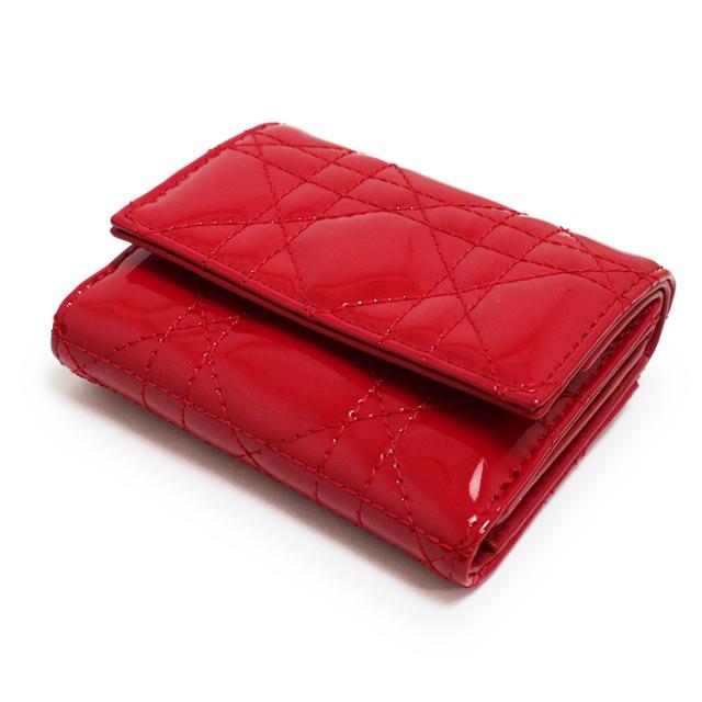 クリスチャンディオールDiorロータスウォレットカナージュエナメル赤