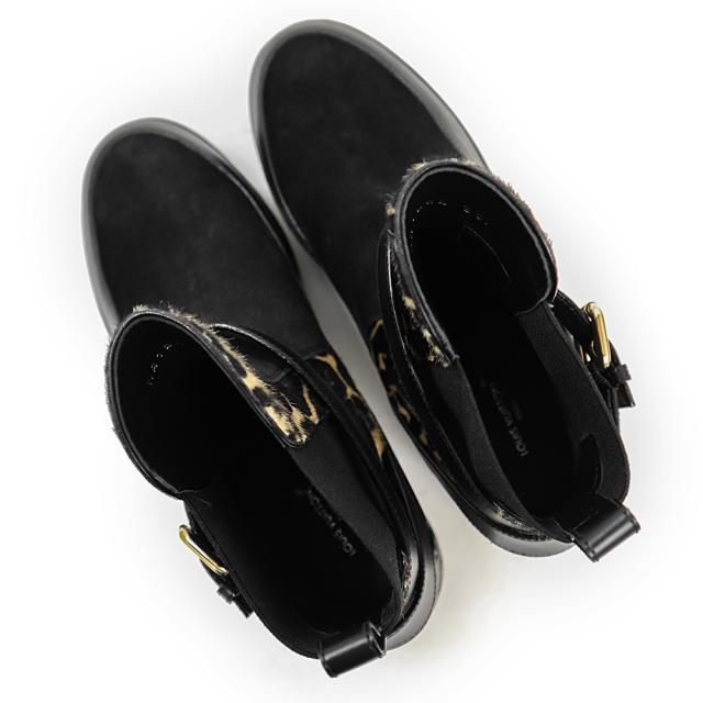 （新品・未使用品）ルイ ヴィトン LOUIS VUITTON 伊勢丹新宿限定 ローリエート ライン レオパード サイドゴア ブーツ 靴 #38 24.5cm スウェード カーフスキン レザー ブラック ベージュ 黒 ゴールド金具