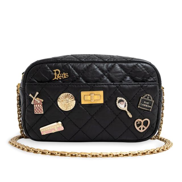 （未使用　展示品）シャネル CHANEL 2.55 カメラ マトラッセ アイコンチャーム チェーン ショルダーバッグ 斜め掛け エイジドカーフスキン レザー ブラック 黒 アンティークゴールド金具 A91768