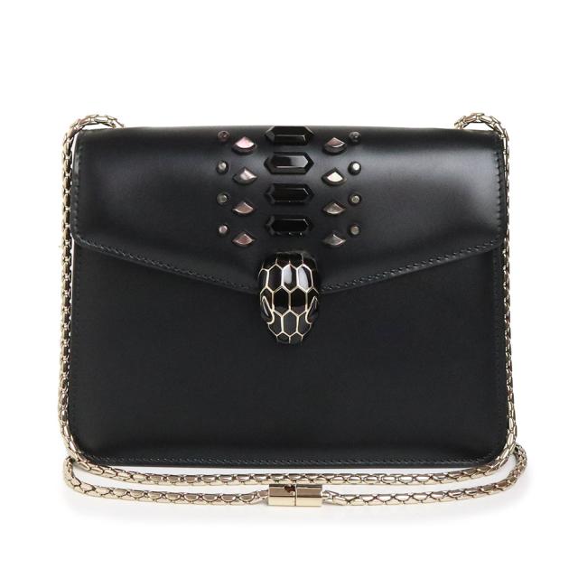 （未使用　展示品）ブルガリ BVLGARI セルペンティ フォーエバー チェーン ショルダーバッグ 斜め掛け カーフスキン レザー ブラック 黒 ゴールド金具