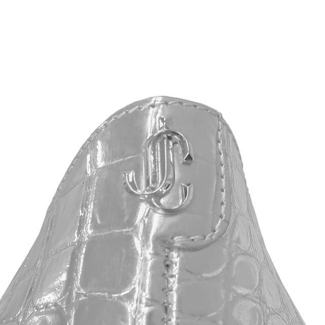 （未使用保管品）ジミーチュウ JIMMY CHOO ジョセリン フラット 靴 シューズ #38.5 25.5cm パンプス クロコ型押しレザー シルバー JOSELYN