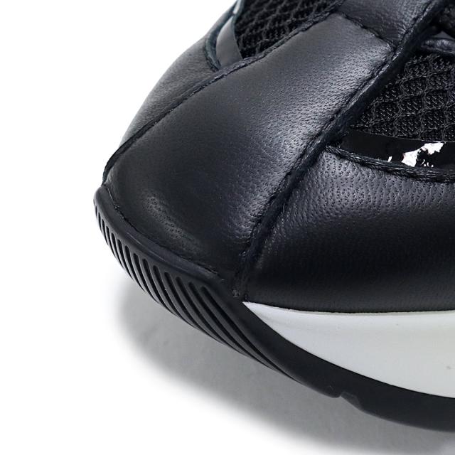 （未使用保管品）ジミーチュウ JIMMY CHOO ミシガン 編み上げ スニーカー 靴 #38 25cm メッシュ ナッパ パテントレザー ブラック 黒 MICHIGAN_9