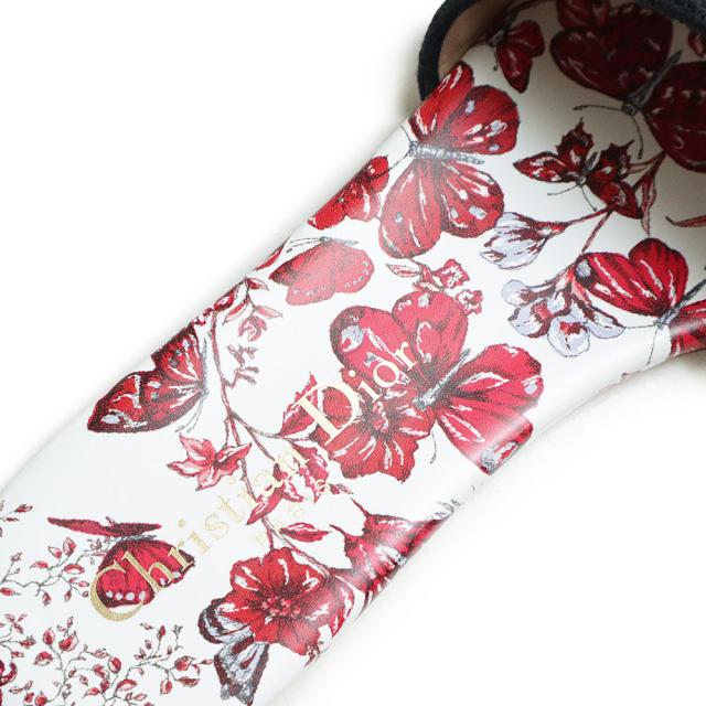 （未使用　展示品）クリスチャンディオール Christian Dior ル クール デ パピヨン カプセルコレクション Dウェイ Dway スライド サンダル #35.5 22.5cm エンブロイダリー コットン ホワイト レッド ブラック 白 赤 黒 KCQ209BHY 箱付