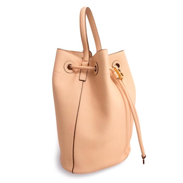 （未使用　展示品）バーバリー BURBERRY スモール TB バケット ドローストリング 2WAY ショルダー ハンドバッグ 斜め掛け グレインレザー ピーチピンク ゴールド金具 8056134_3