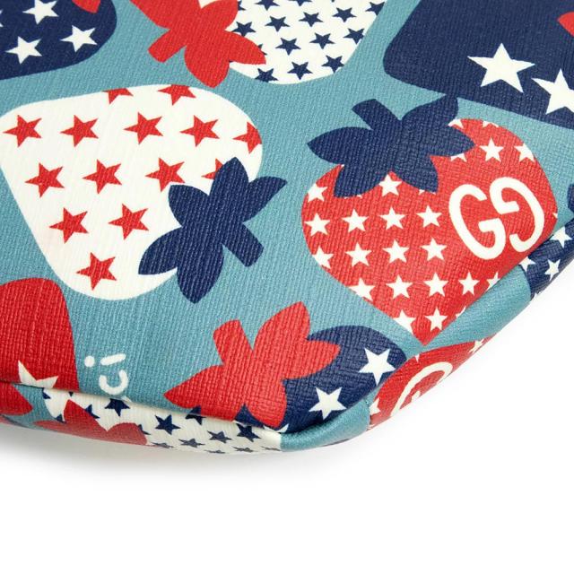 （新品・未使用品）グッチ GUCCI チルドレンズ ベルトバッグ ストロベリー イチゴ スター 星 ウエストバッグ スプリーム キャンバス ライトブルー レッド ブルー 青 赤 シルバー金具 502095_8
