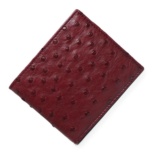 （未使用　展示品）グッチ GUCCI 札入れ 二つ折り財布 オーストリッチ エキゾチックレザー ボルドー レッド 赤 04795