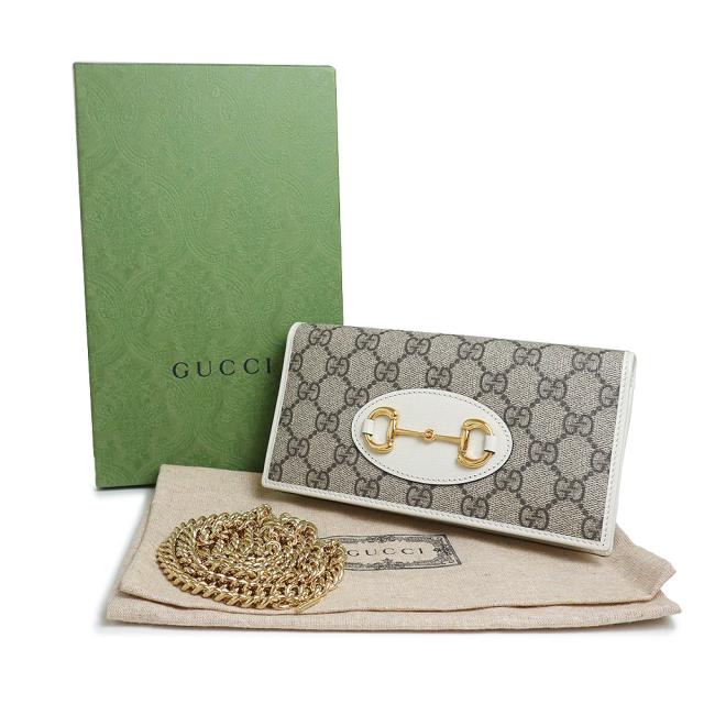 GUCCI ホースビット GGキャンバス 長財布 チェーン