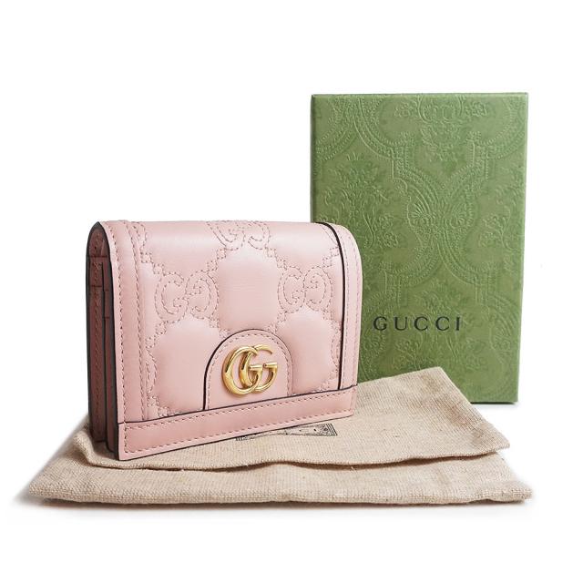 元箱付き GUCCI グッチ シマ 二つ折り財布 ピンク ハート Wホック