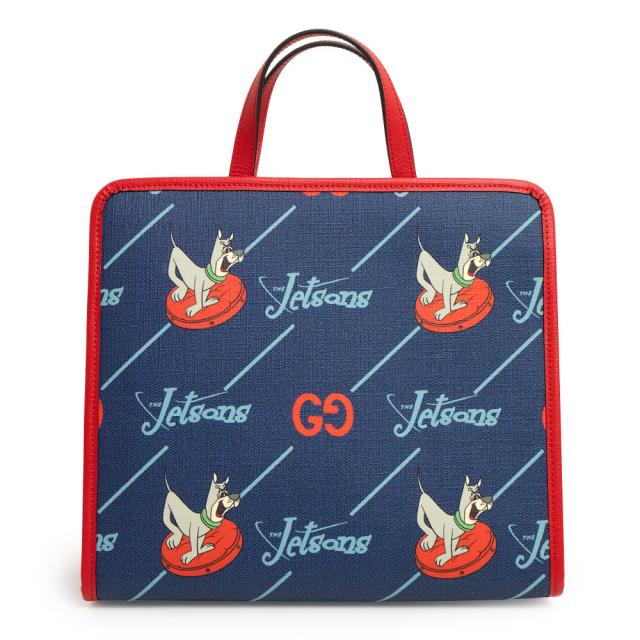 （新品・未使用品）グッチ GUCCI チルドレンズ The Jetsons 宇宙家族ジェットソン コラボ ハンドバッグ スプリームキャンバス ネイビー レッド 紺 シルバー金具 605614