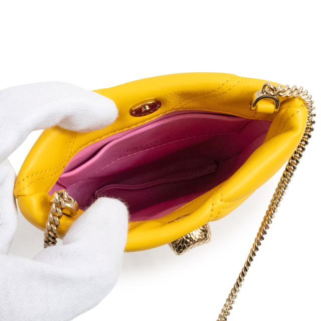 （新品・未使用品）ブルガリ BVLGARI セルペンティ カボション スマホケース ショルダーバッグ 斜め掛け カーフスキン レザー イエロー 黄 ゴールド金具_2