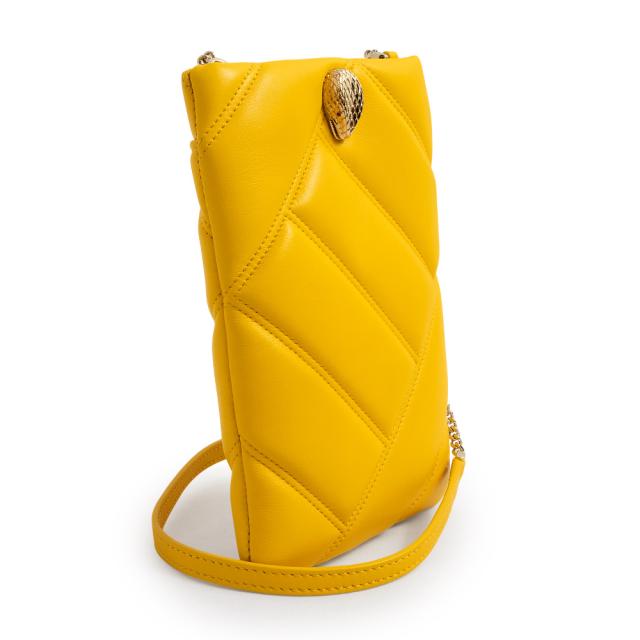 （新品・未使用品）ブルガリ BVLGARI セルペンティ カボション スマホケース ショルダーバッグ 斜め掛け カーフスキン レザー イエロー 黄 ゴールド金具_3