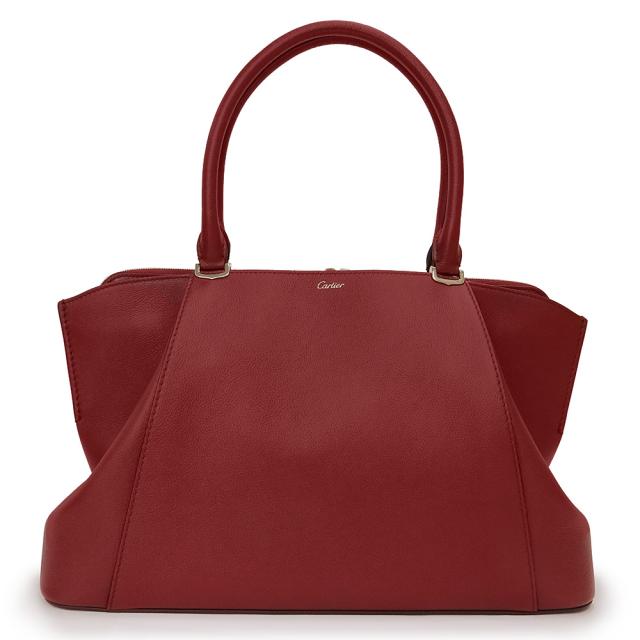 （未使用　展示品）カルティエ Cartier Cドゥ カルティエ MM ハンドバッグ カーフスキン レザー レッドスピネル 赤 シャンパンゴールド金具 L1001828 箱付