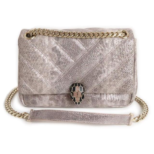 （未使用　展示品）ブルガリ BVLGARI セルペンティ カボション 2WAY チェーン ショルダーバッグ 斜め掛け カルングレザー ミルキーオパール ゴールド金具
