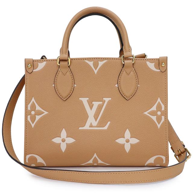 （新品・未使用品）ルイ ヴィトン LOUIS VUITTON オンザゴー PM 2WAY ショルダー ハンドバッグ モノグラムアンプラント レザー アリゾナ クレーム ベージュ 茶 ゴールド金具 M12513 箱付