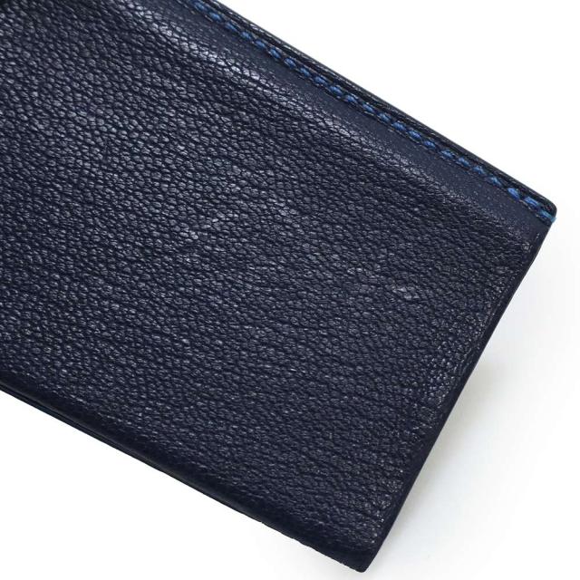 （中古）エルメス HERMES H セリエ ヴェルソ カードケース パスケース 名刺入れ 定期入れ シェブル シェーブルミゾール レザー ブルーインディゴ ブルーイドラ ネイビー 紺 青 B刻印_10
