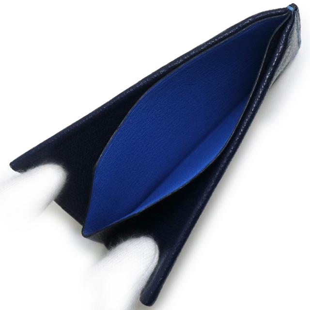 （中古）エルメス HERMES H セリエ ヴェルソ カードケース パスケース 名刺入れ 定期入れ シェブル シェーブルミゾール レザー ブルーインディゴ ブルーイドラ ネイビー 紺 青 B刻印_2