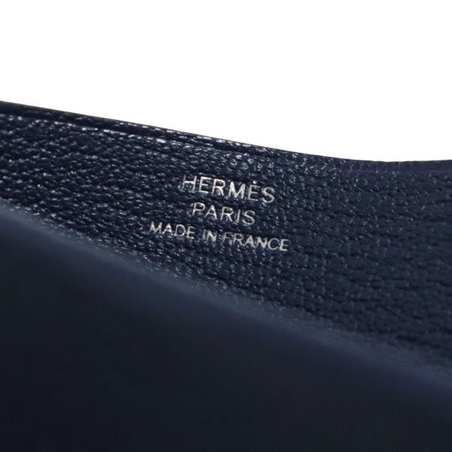 （中古）エルメス HERMES H セリエ ヴェルソ カードケース パスケース 名刺入れ 定期入れ シェブル シェーブルミゾール レザー ブルーインディゴ ブルーイドラ ネイビー 紺 青 B刻印_7