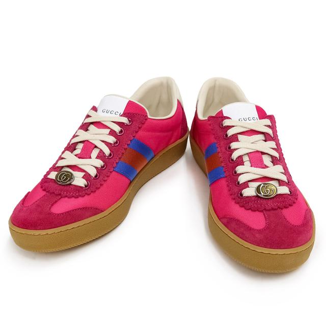 （新品・未使用品）グッチ GUCCI ウェビング デクステリティ ビー 蜂 シューズ 靴 #38 25cm スニーカー スウェード ナイロン ピンク 525292 箱付