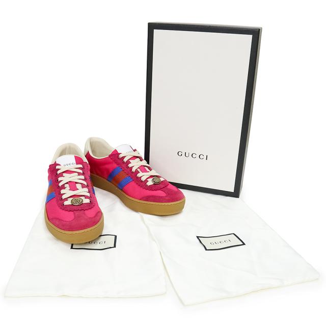 （新品・未使用品）グッチ GUCCI ウェビング デクステリティ ビー 蜂 シューズ 靴 #38 25cm スニーカー スウェード ナイロン ピンク 525292 箱付_1