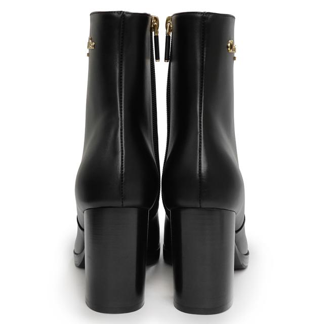 （未使用　展示品）クリスチャンディオール Christian Dior D-Town ヒール ショート ブーツ シューズ 靴 #37.5 24.5cm カーフスキン レザー ブラック 黒 ゴールド金具 KDT112SCF