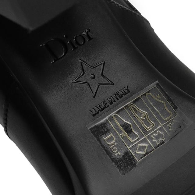 （未使用　展示品）クリスチャンディオール Christian Dior D-Town ヒール ショート ブーツ シューズ 靴 #37.5 24.5cm カーフスキン レザー ブラック 黒 ゴールド金具 KDT112SCF