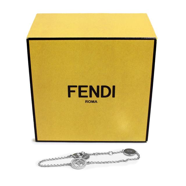 【箱付】FENDI フェンディ　エフイズ　ブレスレット　シルバー　ラインストーン 新品・未使用品）フェンディ FENDI エフ イズ サークルF ライン