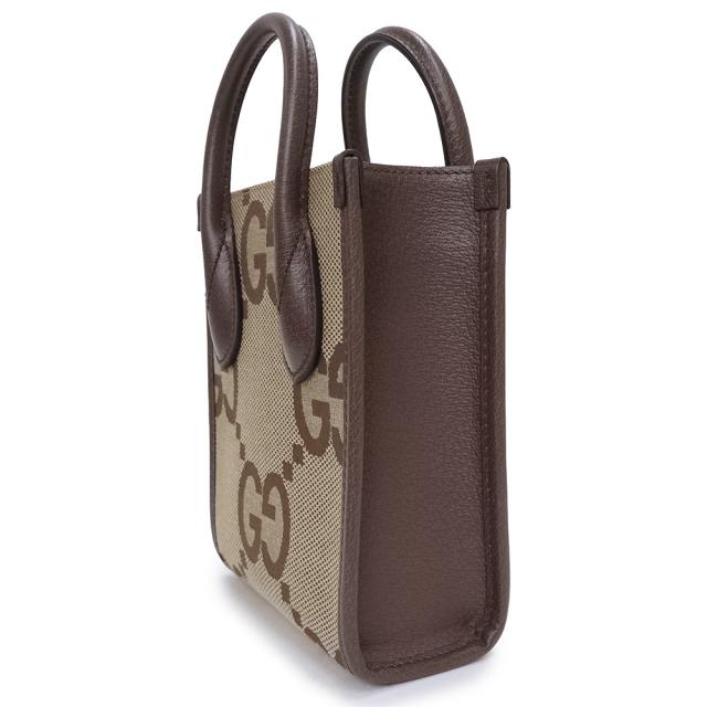 （未使用　展示品）グッチ GUCCI ミニ トート 2WAY ショルダーハンドバッグ 斜め掛け ジャンボGGキャンバス レザー ブラウン ベージュ 茶 ゴールド金具 699406_3