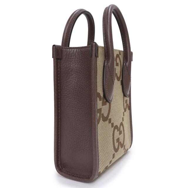 （未使用　展示品）グッチ GUCCI ミニ トート 2WAY ショルダーハンドバッグ 斜め掛け ジャンボGGキャンバス レザー ブラウン ベージュ 茶 ゴールド金具 699406_4