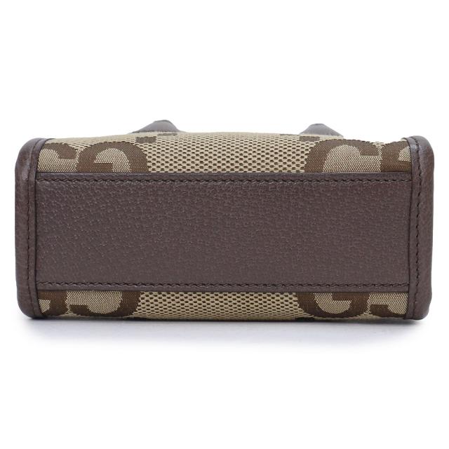 （未使用　展示品）グッチ GUCCI ミニ トート 2WAY ショルダーハンドバッグ 斜め掛け ジャンボGGキャンバス レザー ブラウン ベージュ 茶 ゴールド金具 699406_6