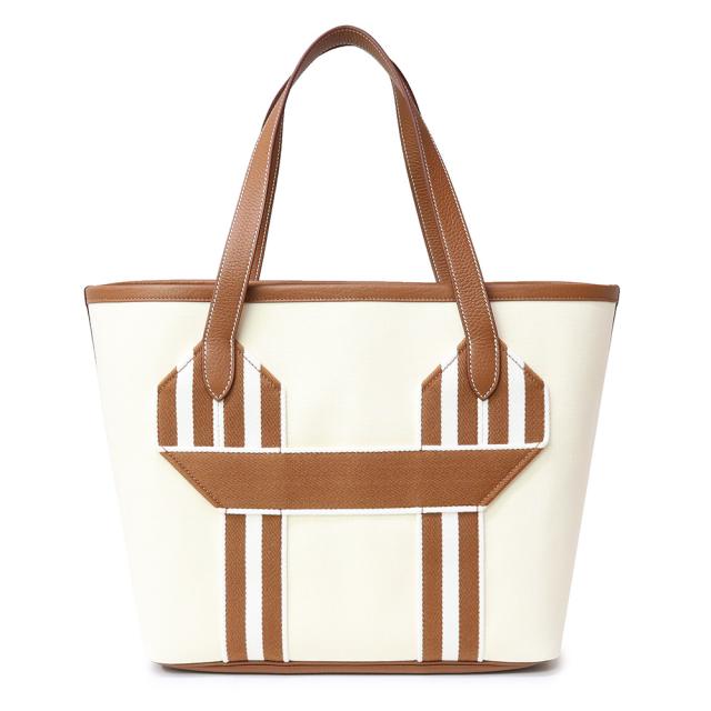 （新品・未使用品）エルメス HERMES ピュール サングル MM トートバッグ トワルミリタリー トリヨンクレマンス レザー ヴァニラ ヴァニーユ ゴールド ゴールドブラン ベージュ ブラウン 茶 シルバー金具 W刻印