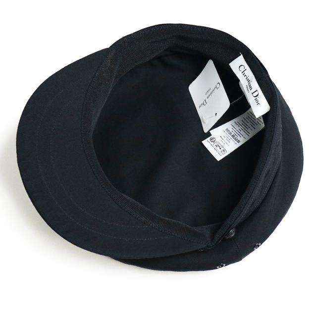 （未使用保管品）クリスチャンディオール Christian Dior トラベル キャップ キャスケット 帽子 59CM コットン100％ ブラック 黒 ブラック金具 32DTR920G132_4