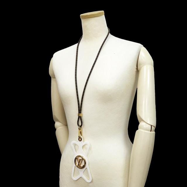 （未使用　展示品）ルイ ヴィトン LOUIS VUITTON フォンホルダー ルイーズ iPhone 携帯 スマホケース ネックストラップ モノグラム シリコン ブロン ブラウン ホワイト 白 茶 ゴールド金具 M68962 箱付
