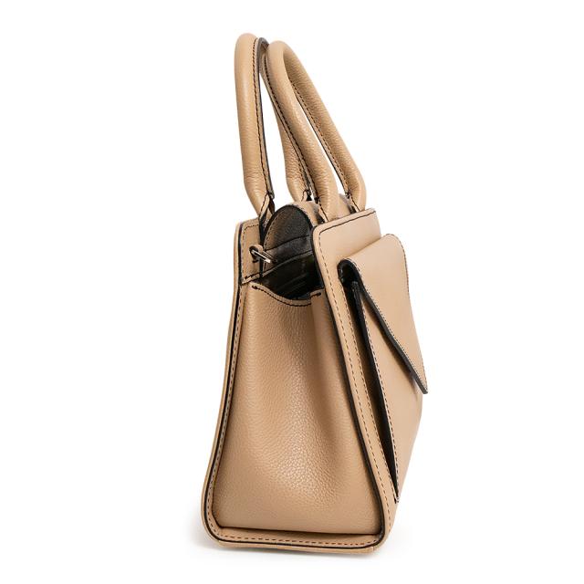 （美品）モラビト MORABITO ミラベル MIRABELLE 2Way 斜め掛け ショルダー ハンドバッグ カーフスキン レザー ベージュ シルバー金具_2