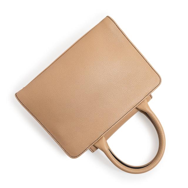 （美品）モラビト MORABITO ミラベル MIRABELLE 2Way 斜め掛け ショルダー ハンドバッグ カーフスキン レザー ベージュ シルバー金具_4
