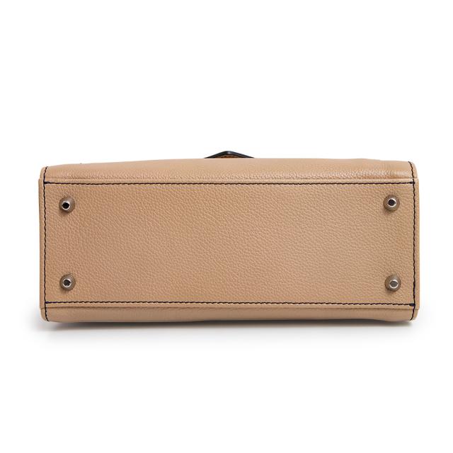 （美品）モラビト MORABITO ミラベル MIRABELLE 2Way 斜め掛け ショルダー ハンドバッグ カーフスキン レザー ベージュ シルバー金具_5