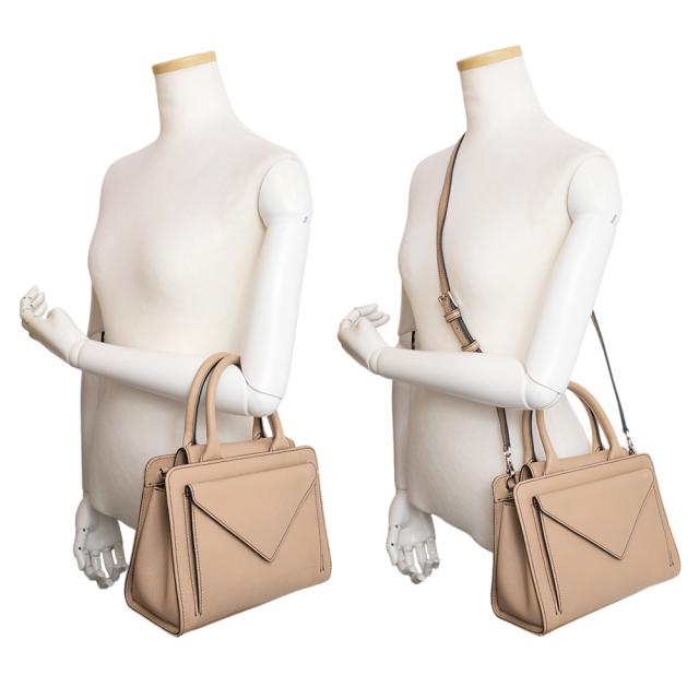 （美品）モラビト MORABITO ミラベル MIRABELLE 2Way 斜め掛け ショルダー ハンドバッグ カーフスキン レザー ベージュ シルバー金具_6