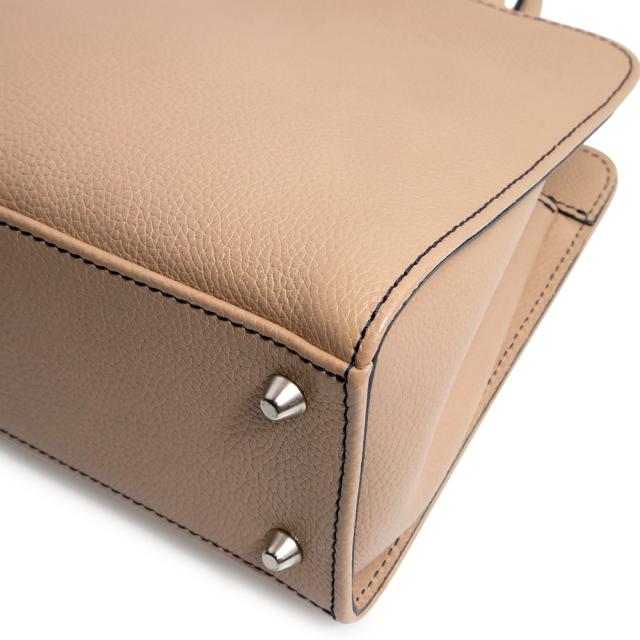 （美品）モラビト MORABITO ミラベル MIRABELLE 2Way 斜め掛け ショルダー ハンドバッグ カーフスキン レザー ベージュ シルバー金具_8